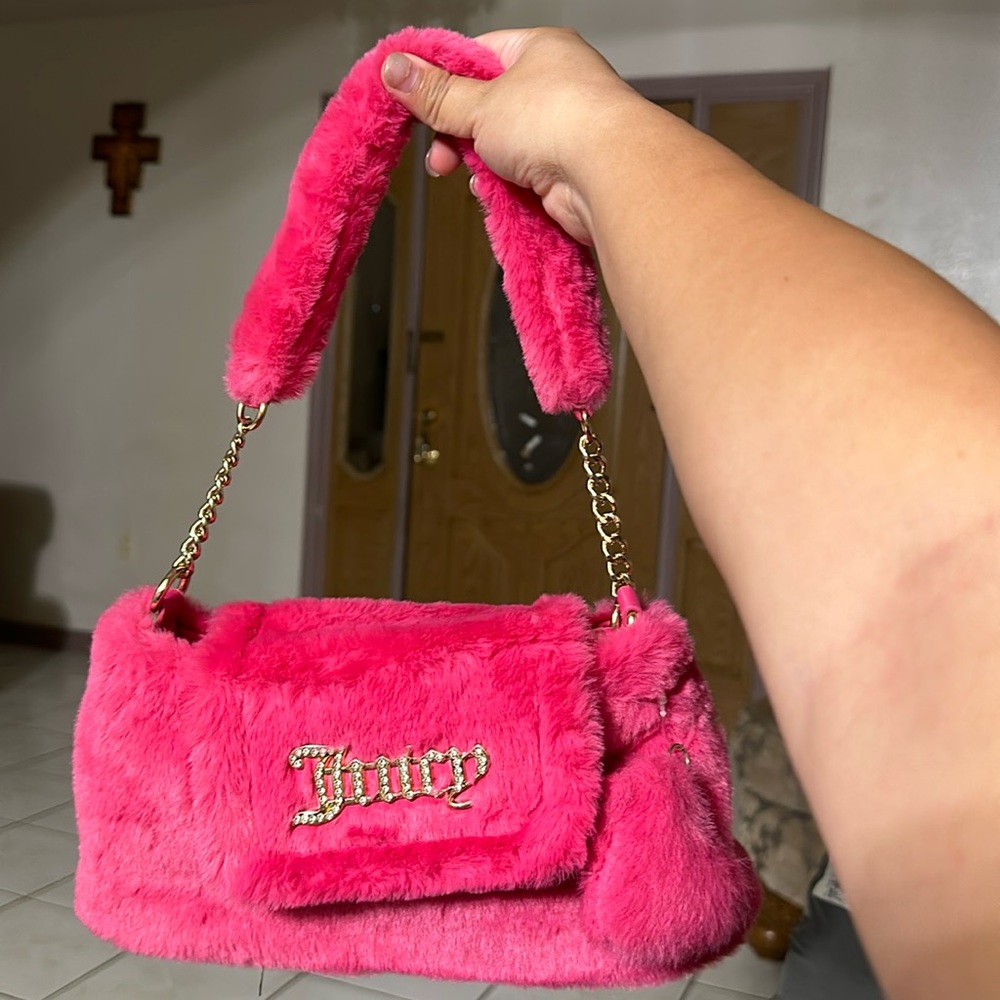 Juicy Couture Free Love Pink Fluffy Shoulder Bag Tik Tok Viral New
